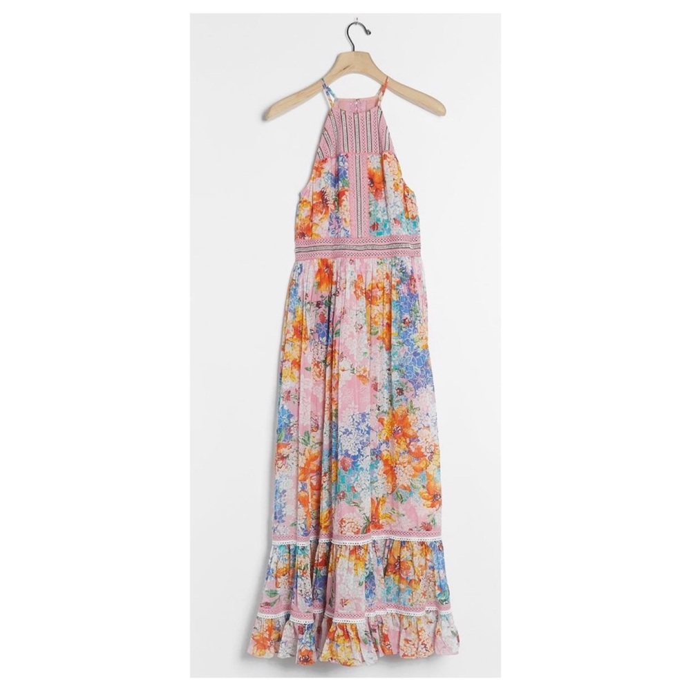 NWOT Anthropologie Bhanuni by Jyoti Yuko Halter Maxi Dress  SZ 4